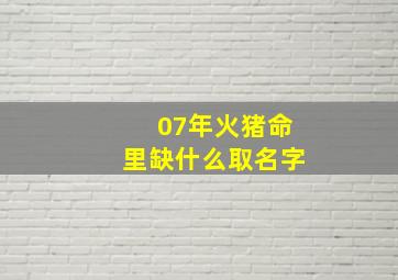 07年火猪命里缺什么取名字