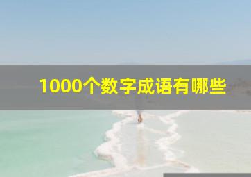 1000个数字成语有哪些