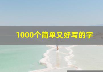 1000个简单又好写的字