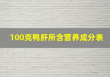 100克鸭肝所含营养成分表