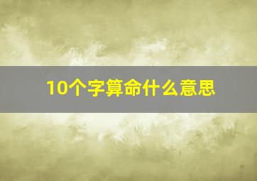 10个字算命什么意思