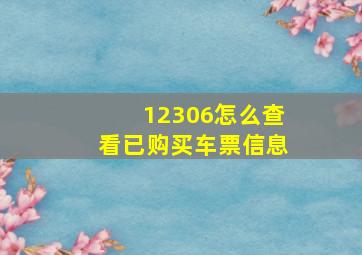 12306怎么查看已购买车票信息