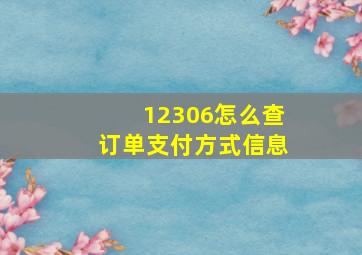 12306怎么查订单支付方式信息