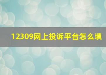 12309网上投诉平台怎么填