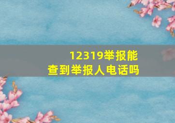 12319举报能查到举报人电话吗