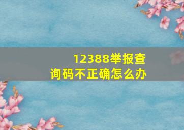 12388举报查询码不正确怎么办