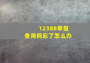 12388举报查询码忘了怎么办