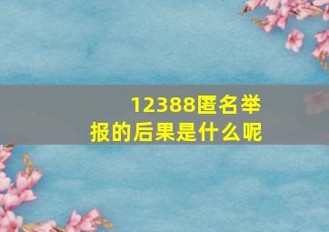 12388匿名举报的后果是什么呢