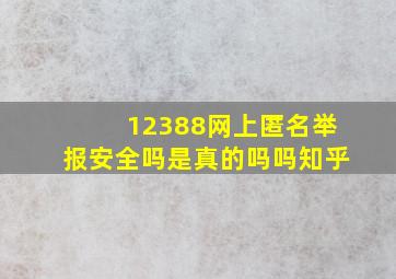 12388网上匿名举报安全吗是真的吗吗知乎