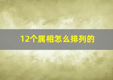 12个属相怎么排列的