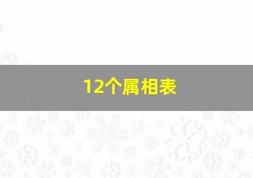 12个属相表