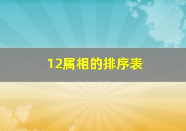 12属相的排序表