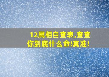 12属相自查表,查查你到底什么命!真准!