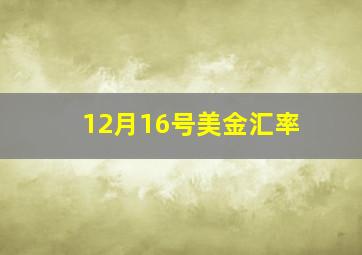 12月16号美金汇率