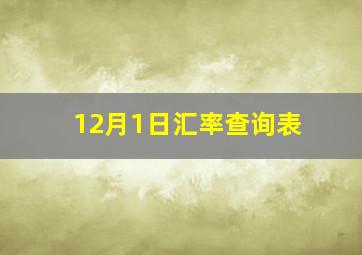 12月1日汇率查询表