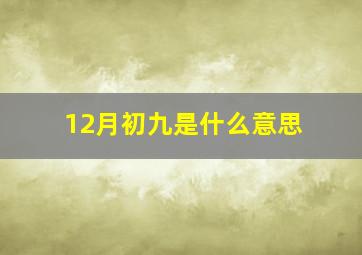 12月初九是什么意思