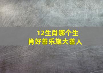 12生肖哪个生肖好善乐施大善人