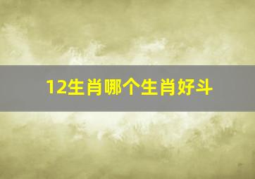 12生肖哪个生肖好斗