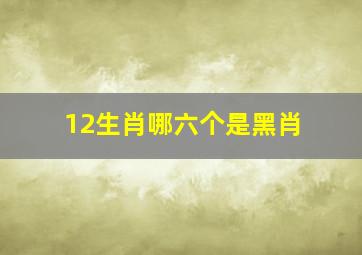 12生肖哪六个是黑肖