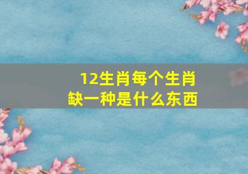 12生肖每个生肖缺一种是什么东西