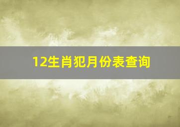 12生肖犯月份表查询