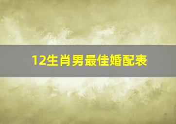 12生肖男最佳婚配表