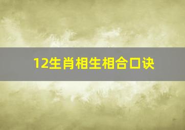 12生肖相生相合口诀