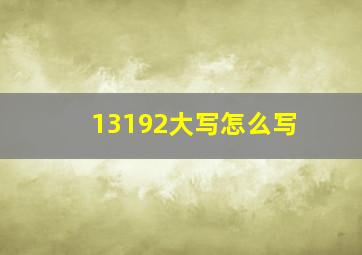 13192大写怎么写