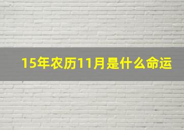 15年农历11月是什么命运