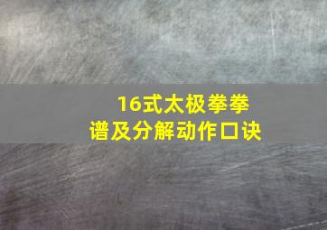 16式太极拳拳谱及分解动作口诀