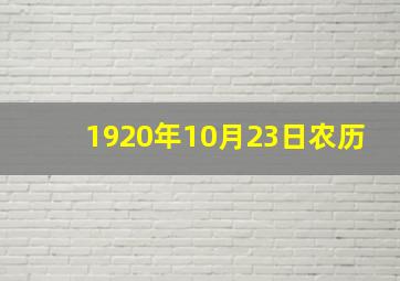 1920年10月23日农历