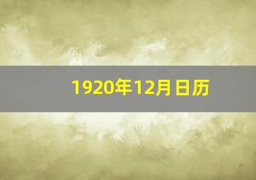 1920年12月日历