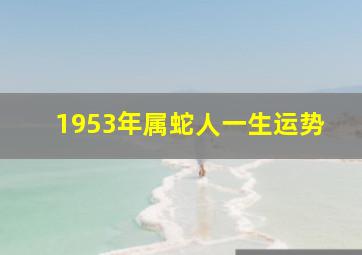 1953年属蛇人一生运势