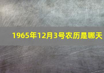 1965年12月3号农历是哪天