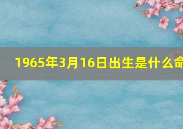 1965年3月16日出生是什么命