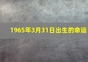 1965年3月31日出生的命运