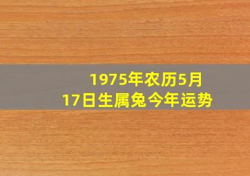 1975年农历5月17日生属兔今年运势