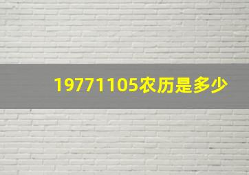 19771105农历是多少