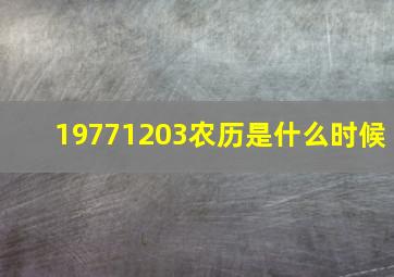 19771203农历是什么时候