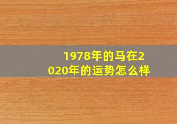 1978年的马在2020年的运势怎么样