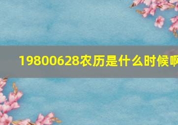 19800628农历是什么时候啊