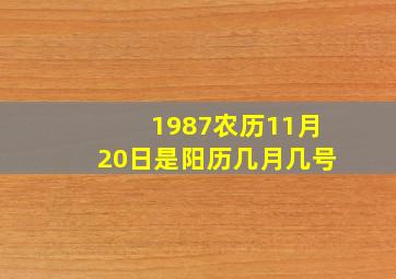 1987农历11月20日是阳历几月几号