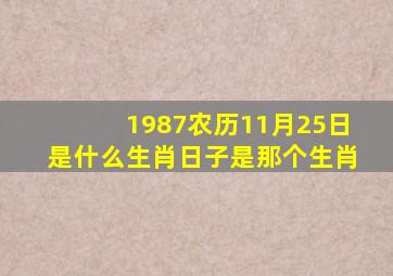 1987农历11月25日是什么生肖日子是那个生肖