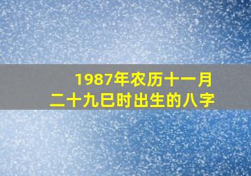 1987年农历十一月二十九巳时出生的八字