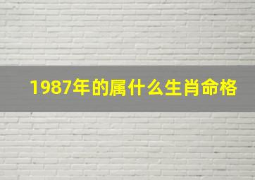 1987年的属什么生肖命格