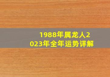 1988年属龙人2023年全年运势详解