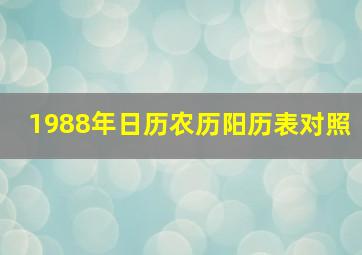 1988年日历农历阳历表对照