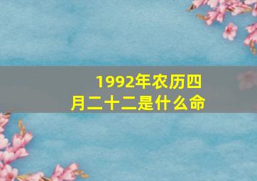 1992年农历四月二十二是什么命