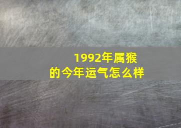 1992年属猴的今年运气怎么样