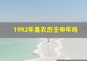 1992年是农历壬申年吗